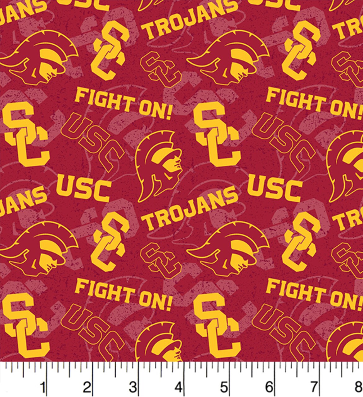 Sykel Enterprises-University of Southern California Cotton Fabric-USC Trojans Tone On Tone Cotton Quilting Fabric